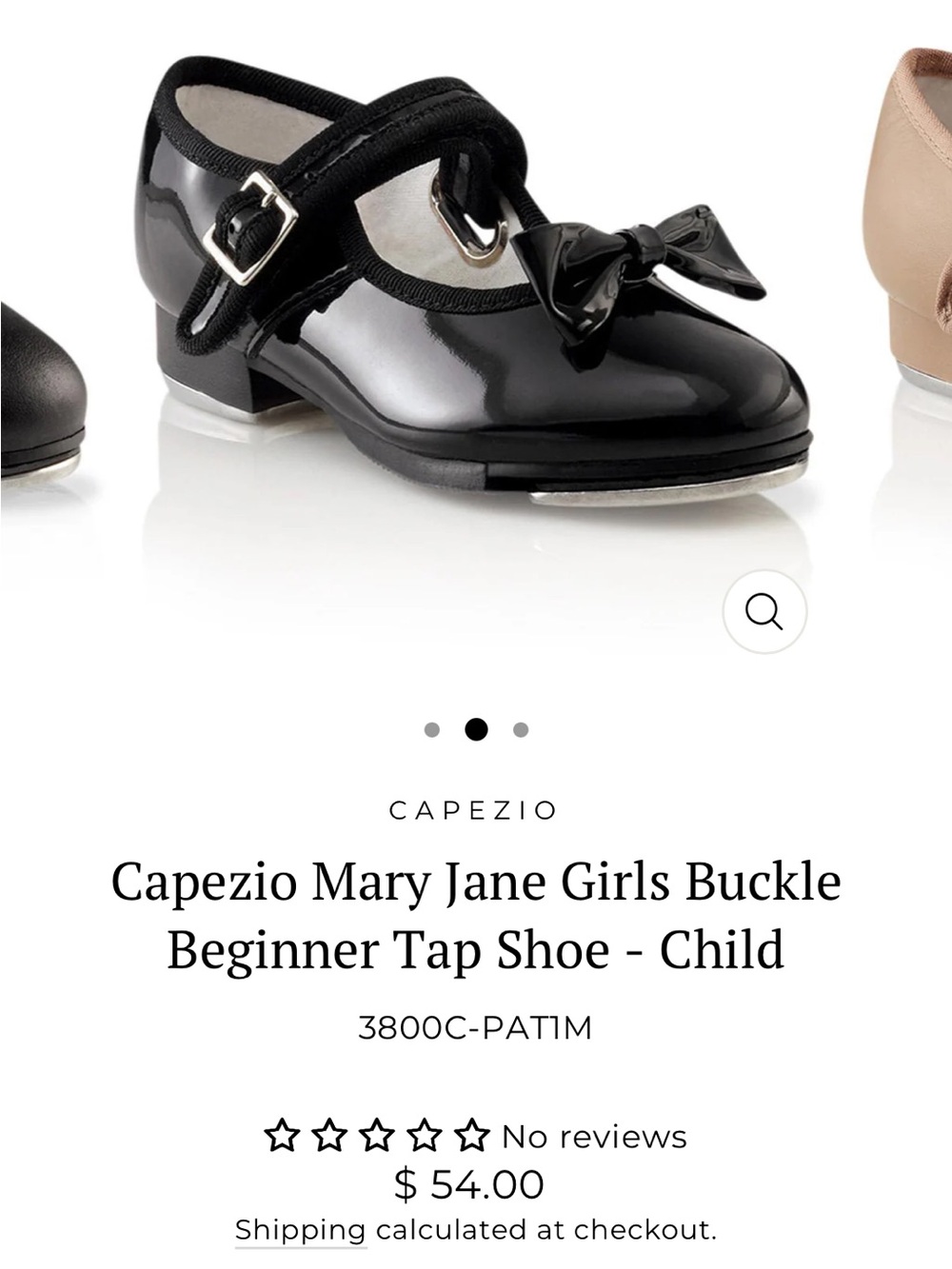 Capezio Black Patent Girls' Buckle Tap Mary Jane with Removable Bow